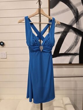 Morgan & Co. One-Shoulder Royal Blue Evening Gown with Jewel Accent